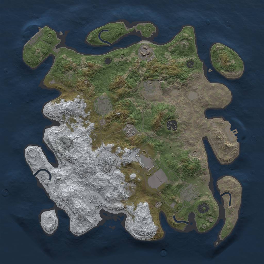 Rust Map: Procedural Map, Size: 3500, Seed: 86453, 17 Monuments