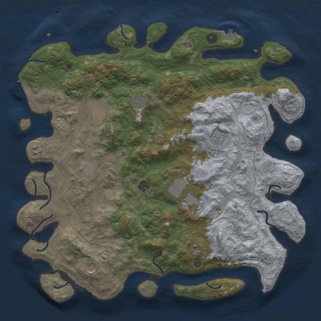 Rust Map: Procedural Map, Size: 4500, Seed: 810136479, 19 Monuments