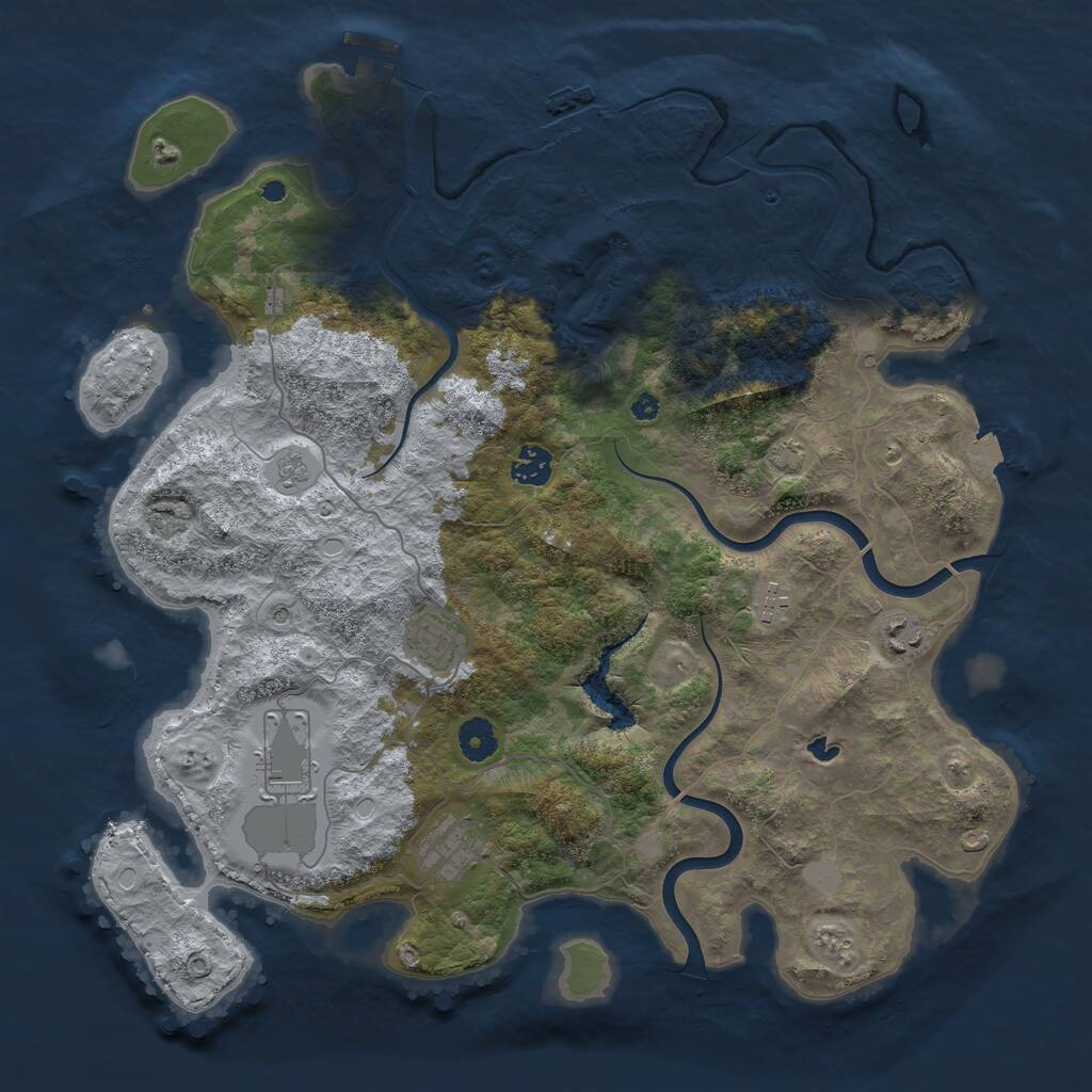Rust Map: Procedural Map, Size: 4000, Seed: 675105, 12 Monuments