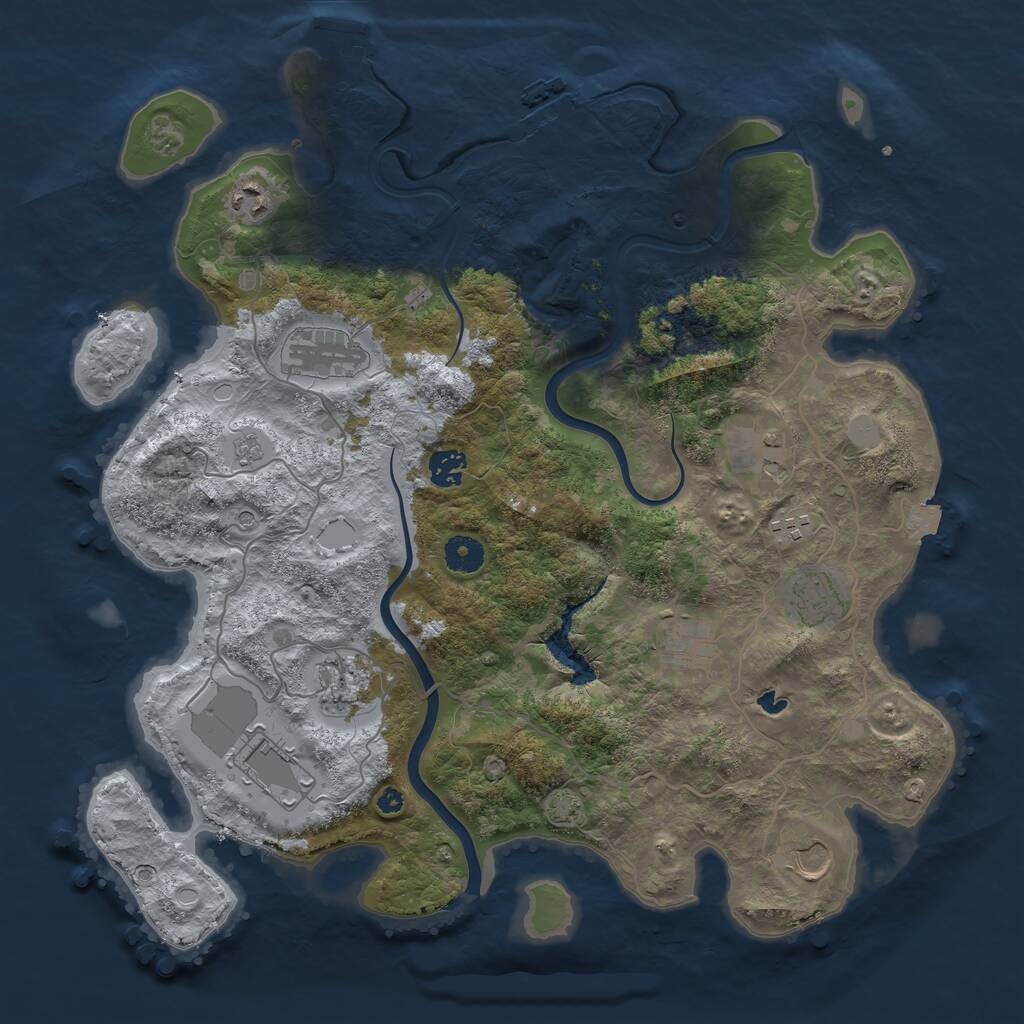 Rust Map: Procedural Map, Size: 4000, Seed: 675105, 16 Monuments