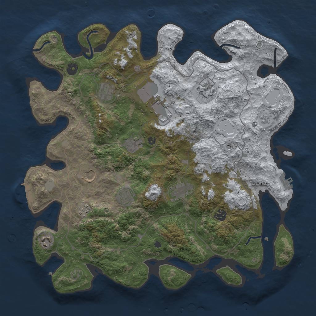 Rust Map: Procedural Map, Size: 4000, Seed: 537, 19 Monuments