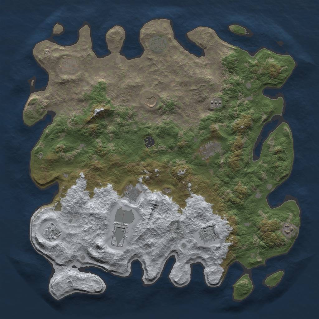 Rust Map: Barren, Size: 4500, Seed: 1410018284, 14 Monuments