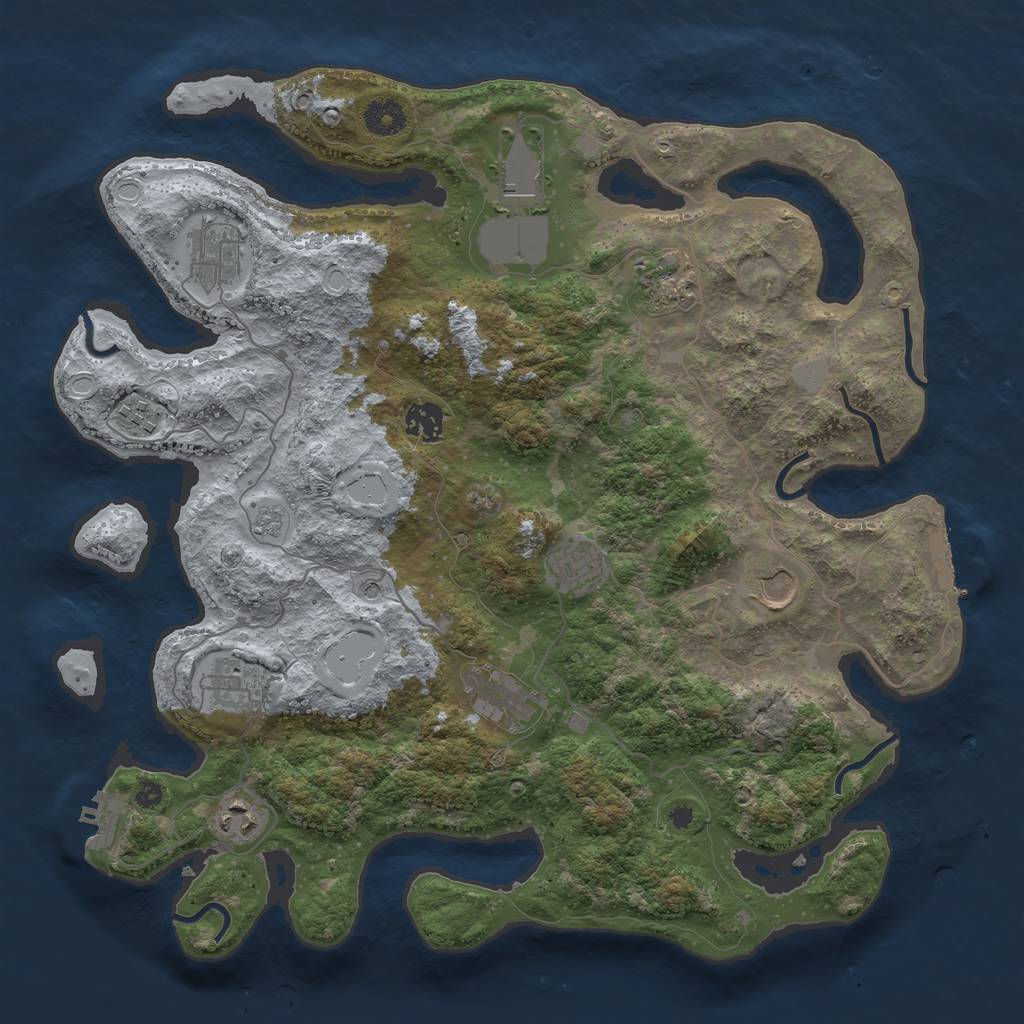 Rust Map: Procedural Map, Size: 3850, Seed: 132758242, 17 Monuments