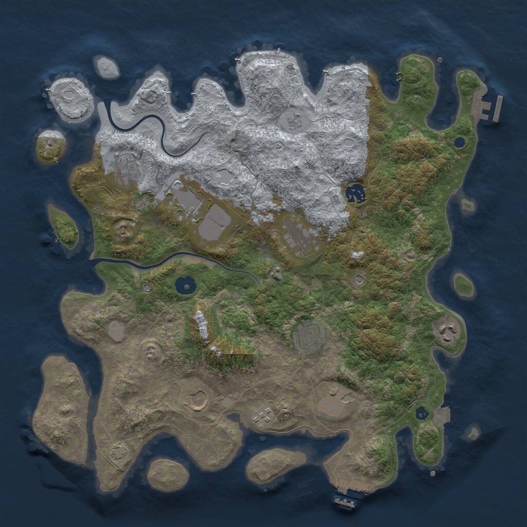 Rust Map: Procedural Map, Size: 3950, Seed: 1758145516, 15 Monuments