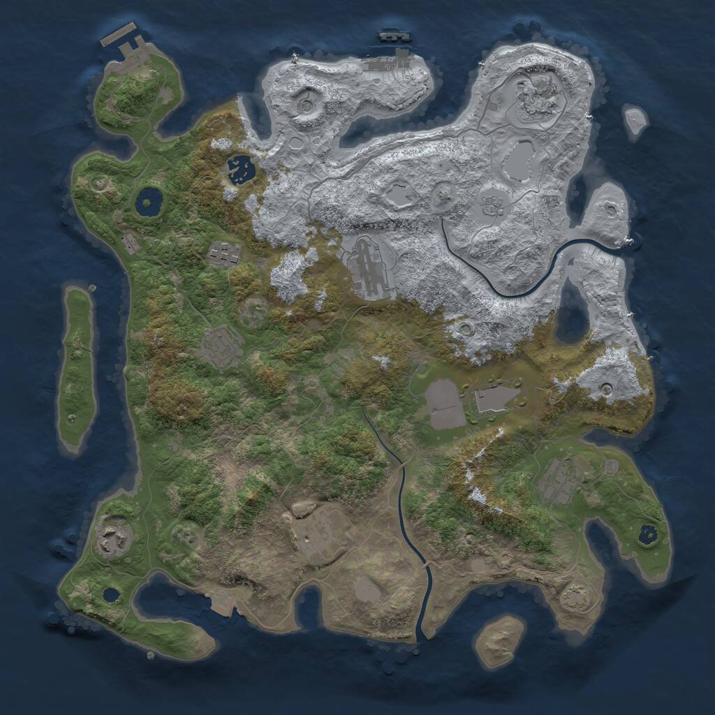 Rust Map: Procedural Map, Size: 3750, Seed: 265832397, 15 Monuments