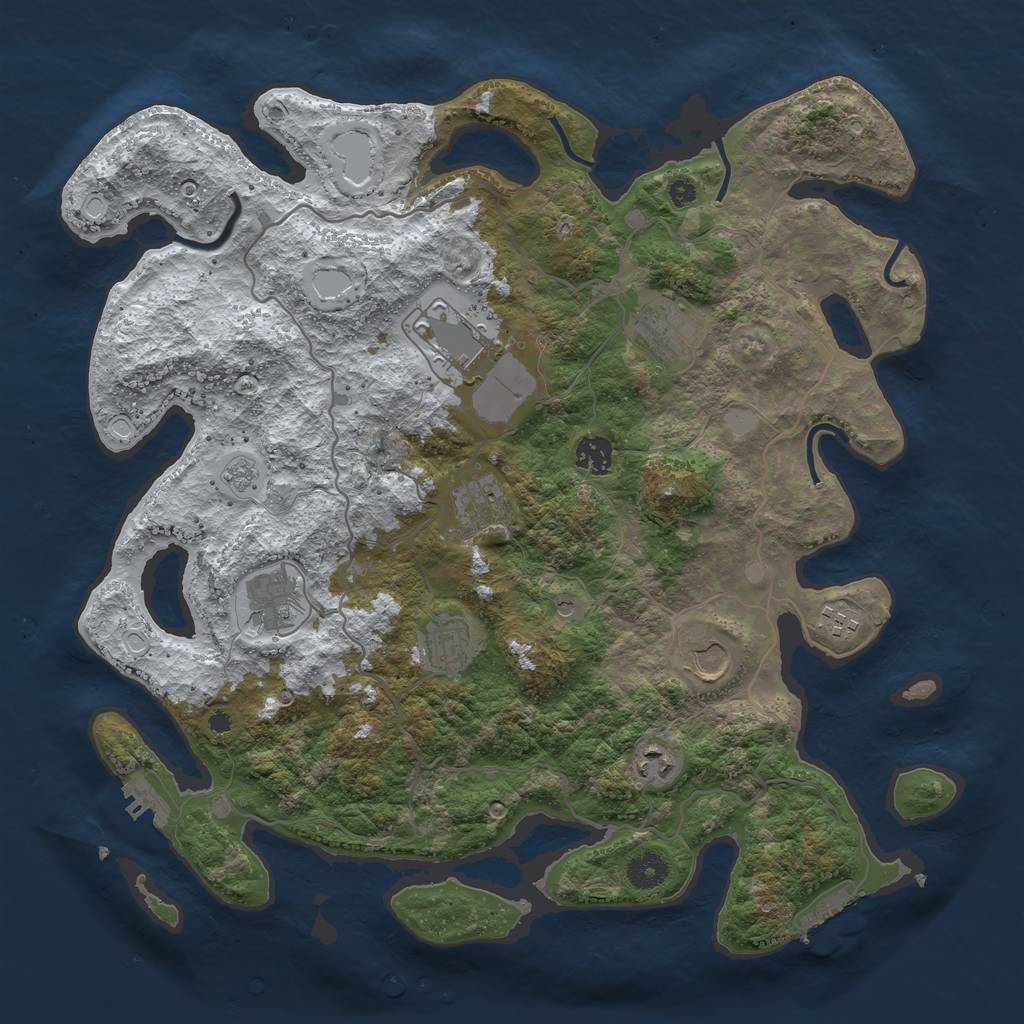 Rust Map: Procedural Map, Size: 4000, Seed: 975228462, 18 Monuments