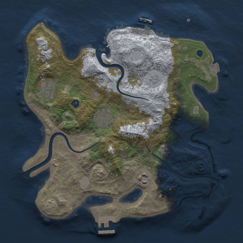 Rust Map: Procedural Map, Size: 3000, Seed: 36291, 10 Monuments