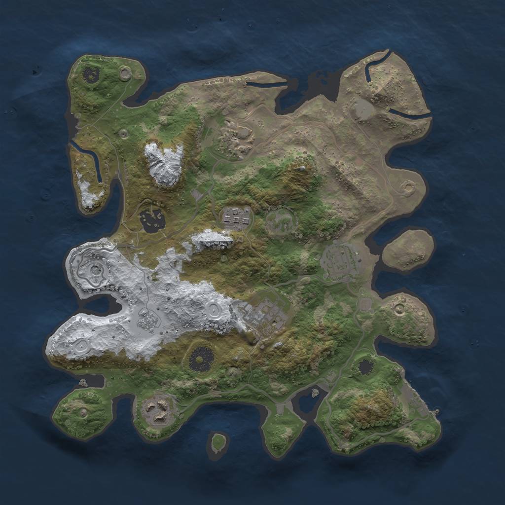 Rust Map: Procedural Map, Size: 3000, Seed: 1827775901, 14 Monuments