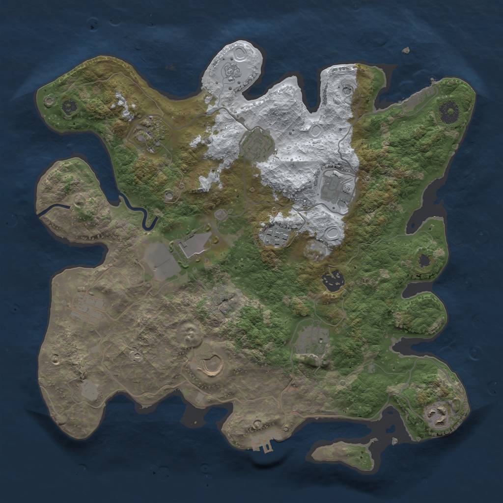 Rust Map: Procedural Map, Size: 3500, Seed: 989171510, 19 Monuments