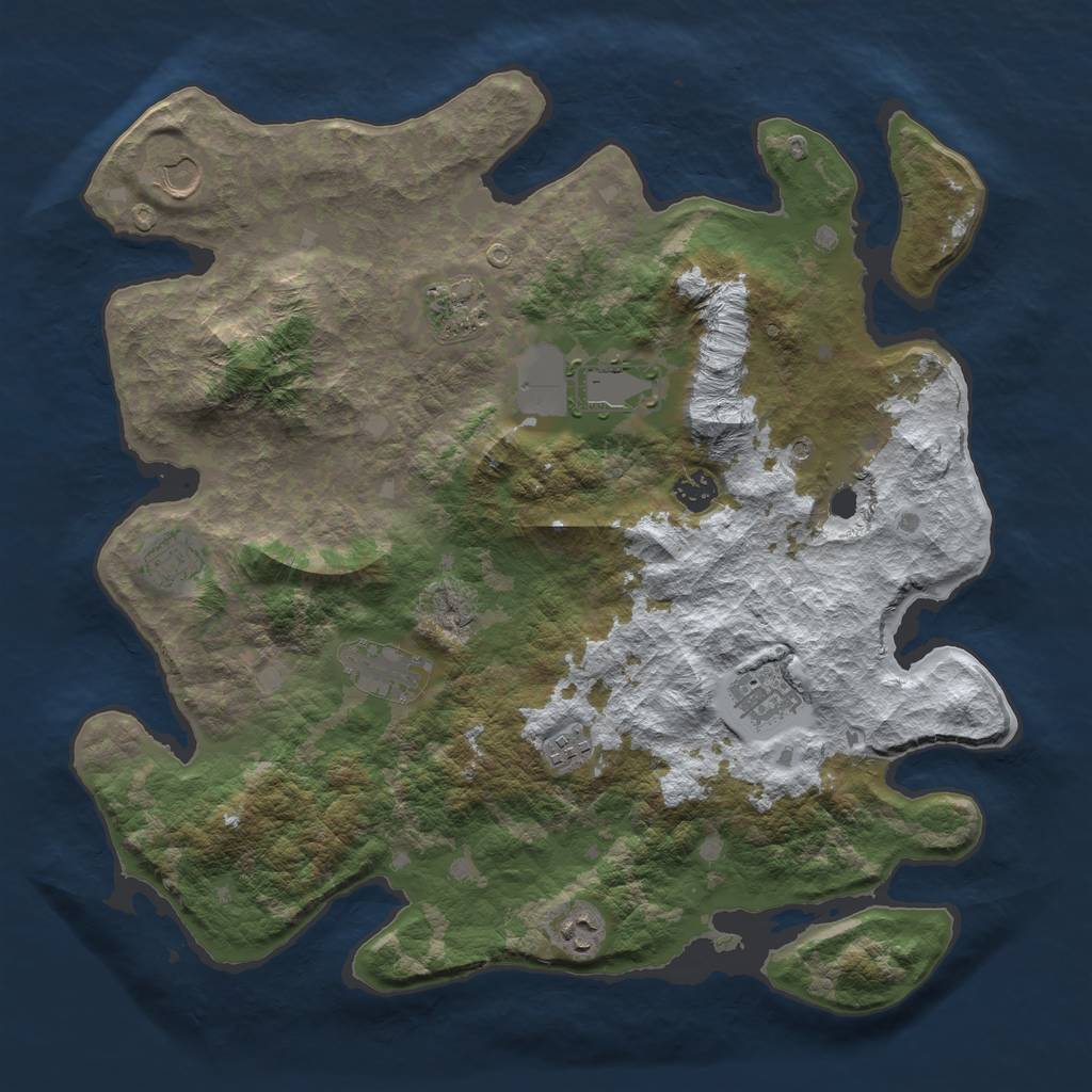 Rust Map: Barren, Size: 4000, Seed: 4, 12 Monuments