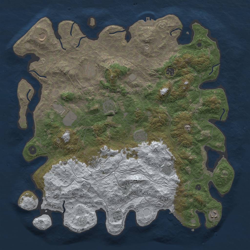 Rust Map: Procedural Map, Size: 4500, Seed: 397246089, 19 Monuments