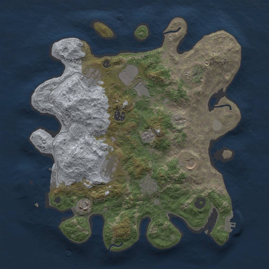 Rust Map: Procedural Map, Size: 3500, Seed: 969103719, 17 Monuments