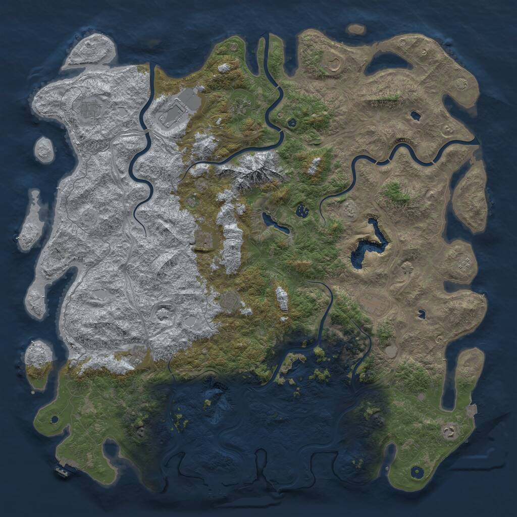 Rust Map: Procedural Map, Size: 6000, Seed: 634065, 17 Monuments