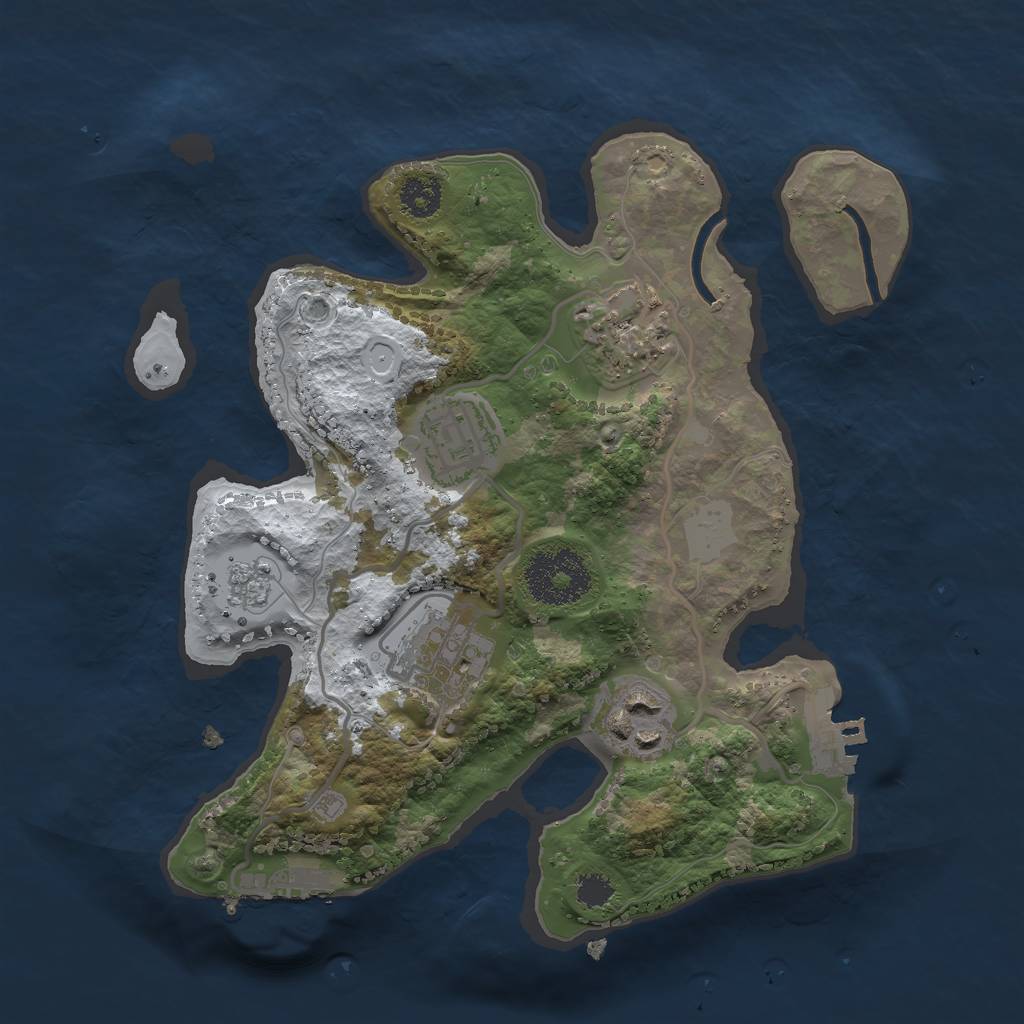 Rust Map: Procedural Map, Size: 2500, Seed: 1749, 12 Monuments