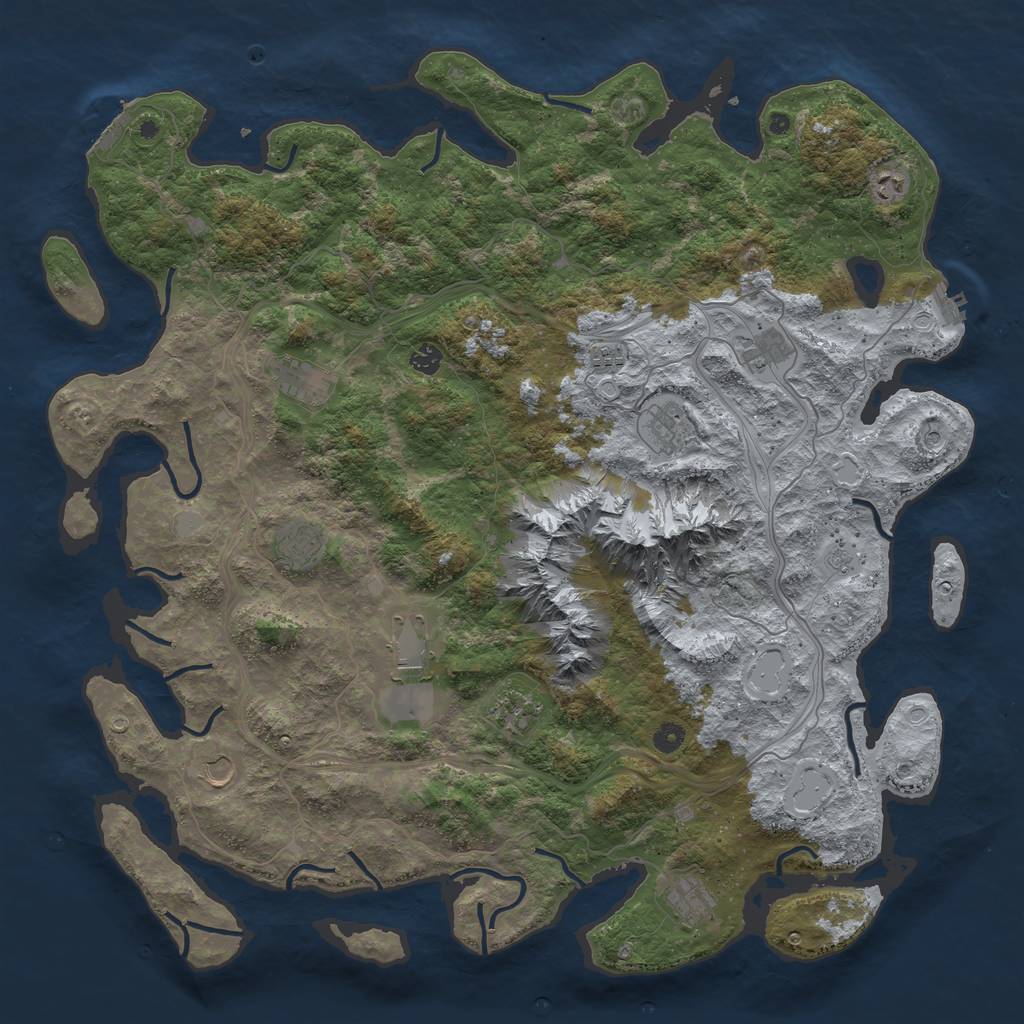 Rust Map: Procedural Map, Size: 5000, Seed: 1099127254, 18 Monuments