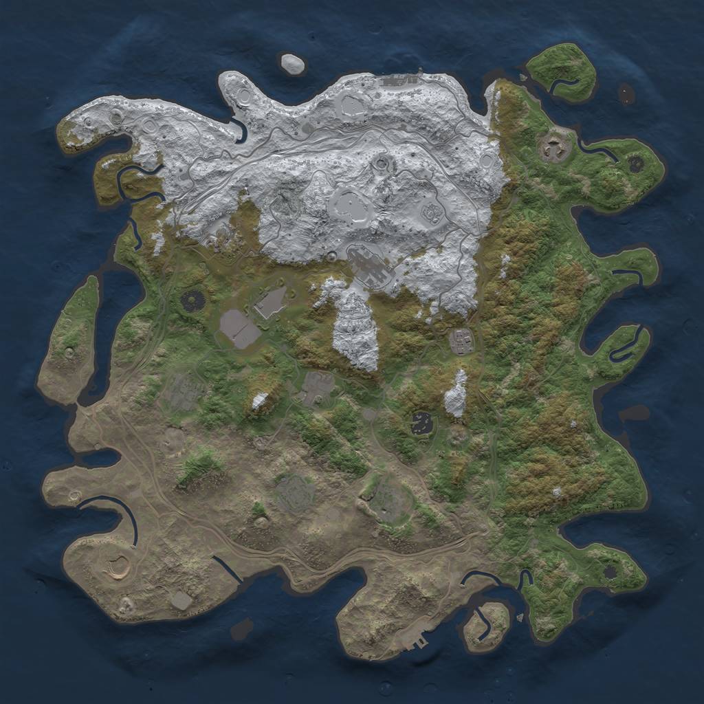 Rust Map: Procedural Map, Size: 4500, Seed: 49618, 20 Monuments