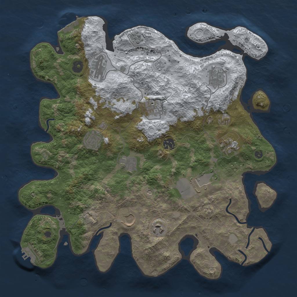 Rust Map: Procedural Map, Size: 3750, Seed: 1391110540, 20 Monuments
