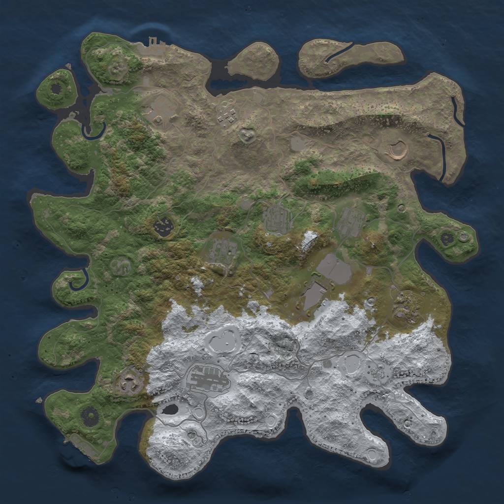 Rust Map: Procedural Map, Size: 3950, Seed: 322229146, 20 Monuments