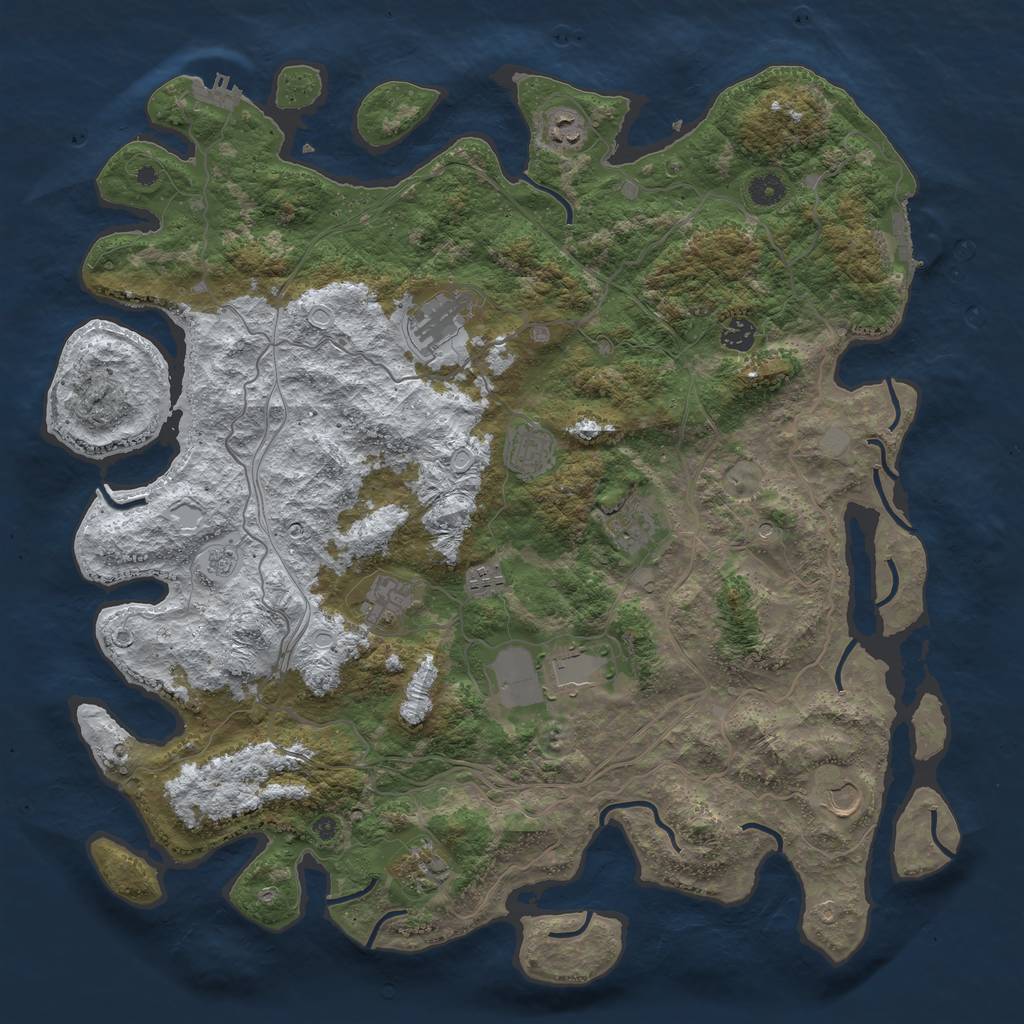 Rust Map: Procedural Map, Size: 4500, Seed: 1938073506, 19 Monuments