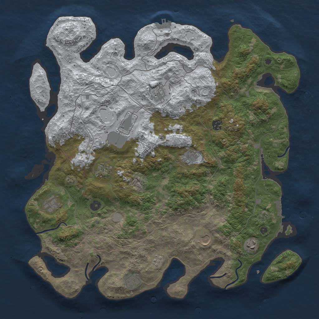 Rust Map: Procedural Map, Size: 4500, Seed: 652540, 19 Monuments