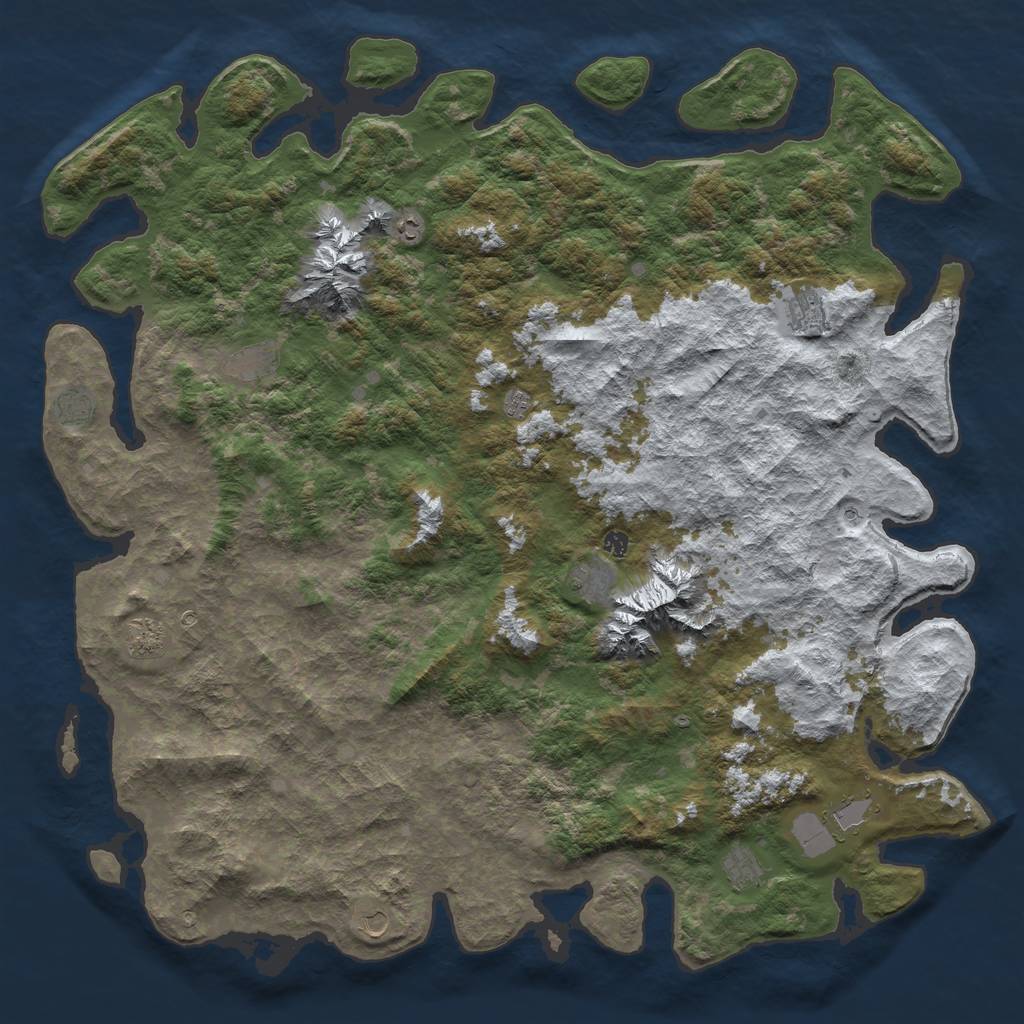 Rust Map: Barren, Size: 6000, Seed: 115252786, 14 Monuments