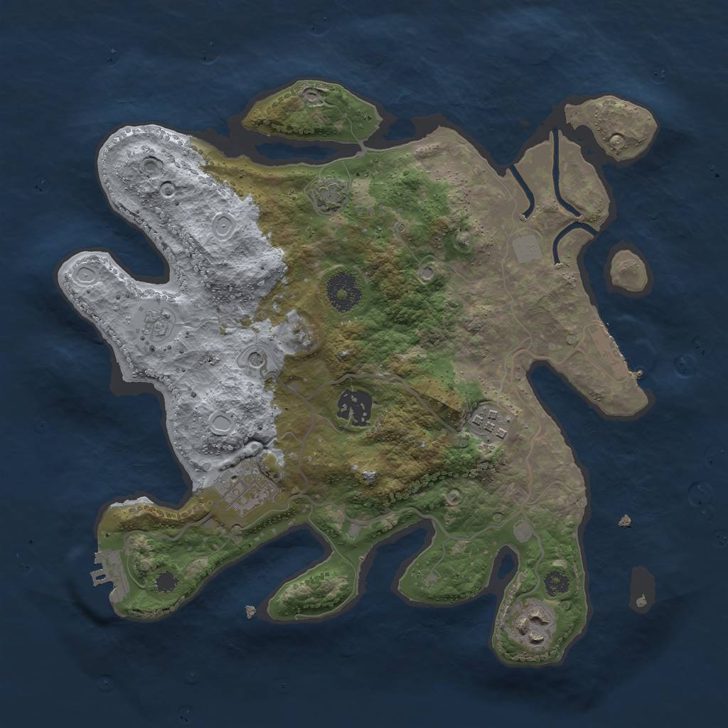 Rust Map: Procedural Map, Size: 3000, Seed: 2142174964, 12 Monuments