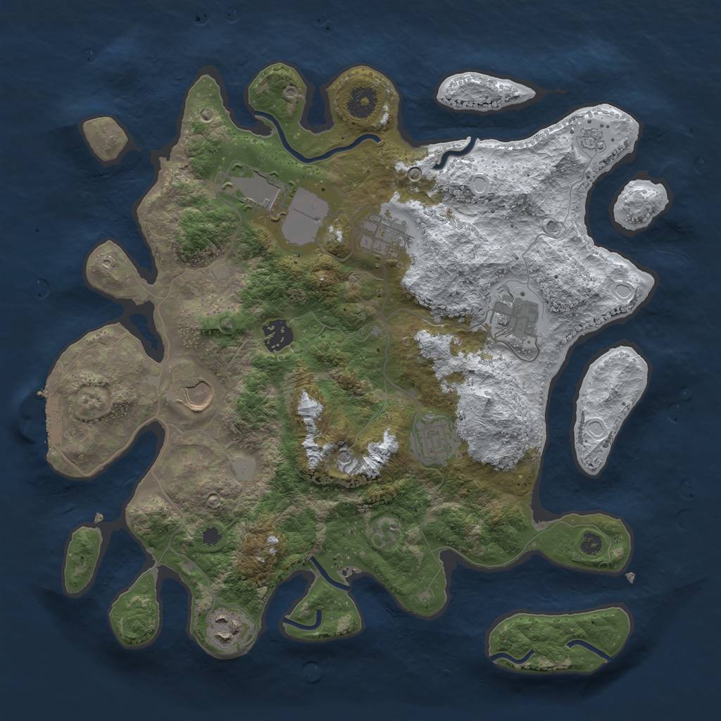 Rust Map: Procedural Map, Size: 3500, Seed: 1296433456, 15 Monuments