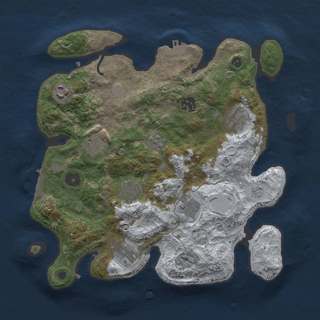 Rust Map: Procedural Map, Size: 3200, Seed: 5575932, 16 Monuments
