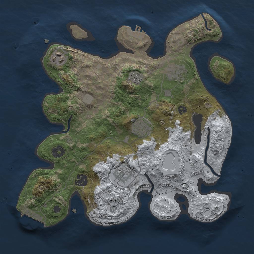 Rust Map: Procedural Map, Size: 3000, Seed: 1335270577, 15 Monuments