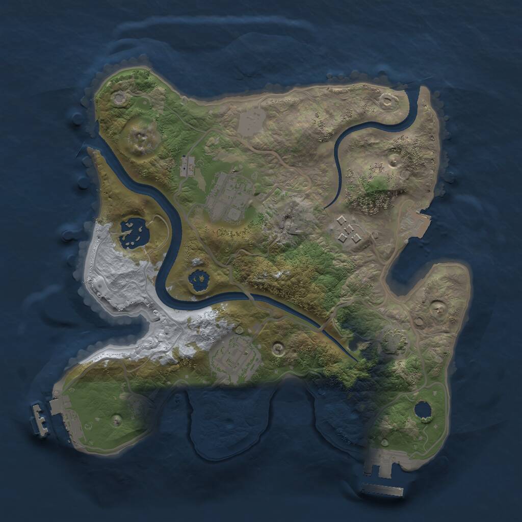 Rust Map: Procedural Map, Size: 2500, Seed: 1676976552, 8 Monuments