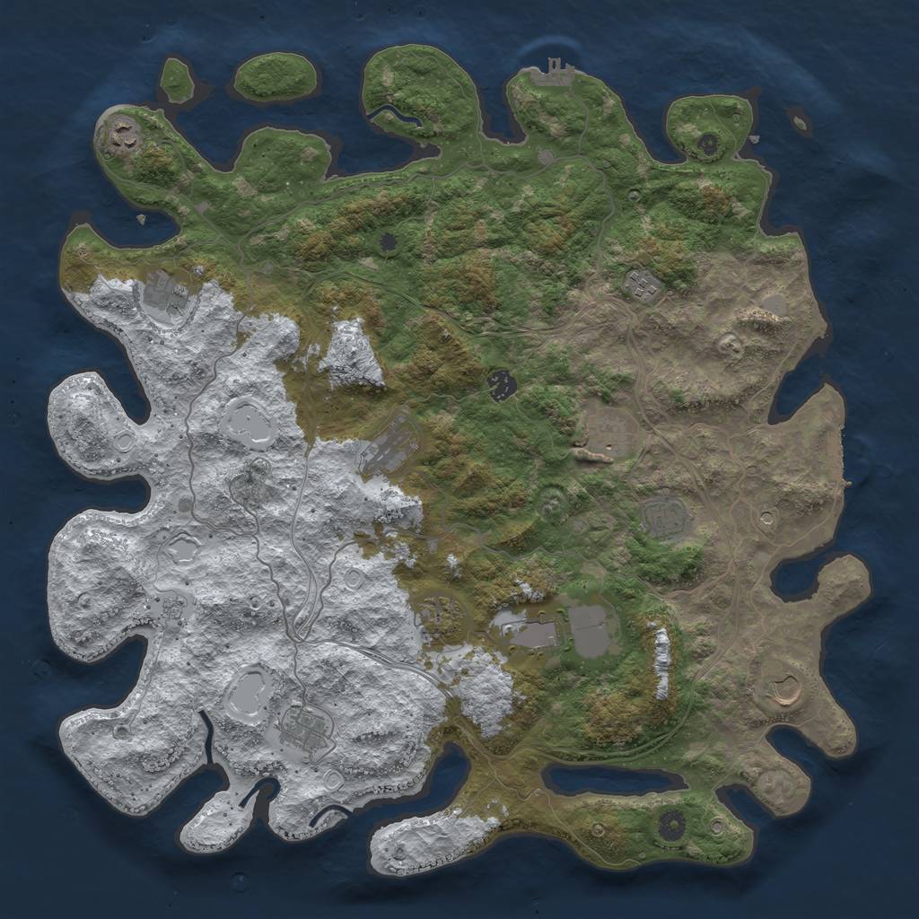 Rust Map: Procedural Map, Size: 4600, Seed: 58442563, 20 Monuments