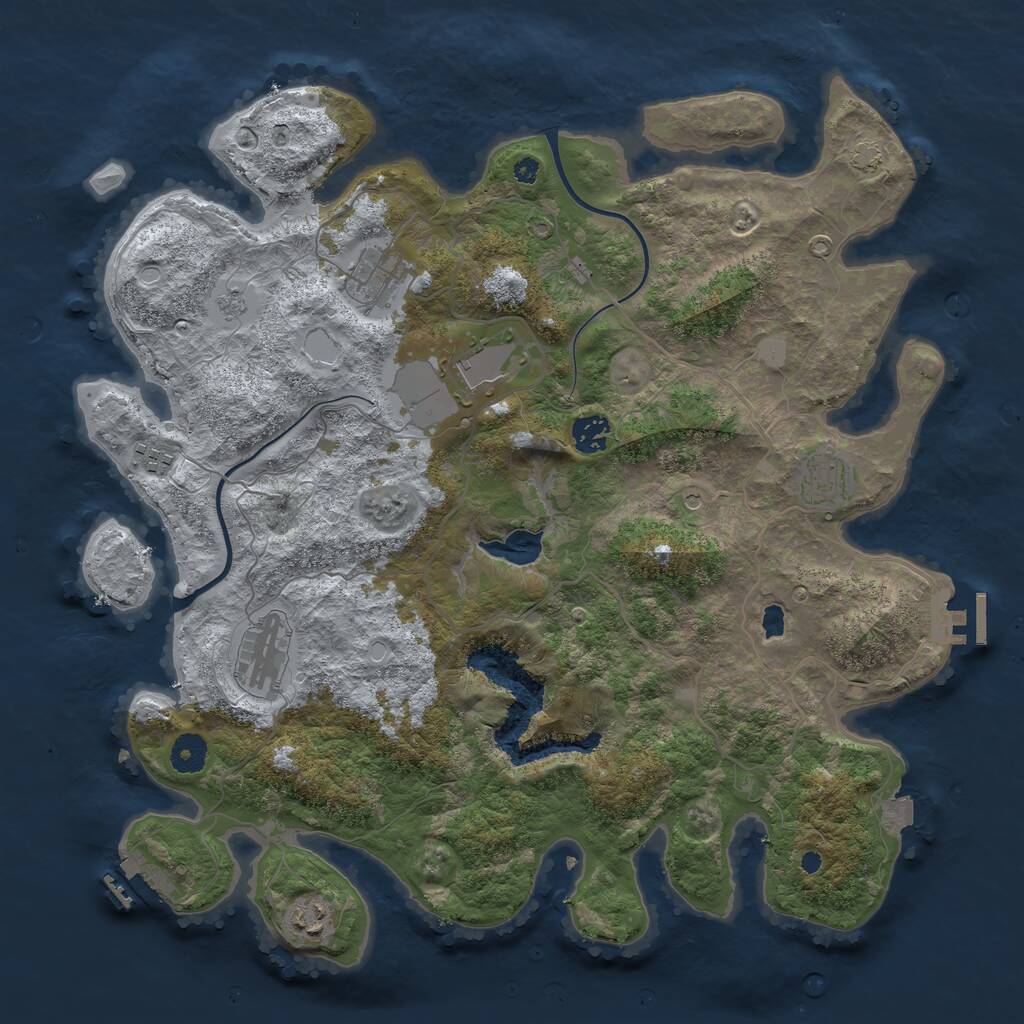 Rust Map: Procedural Map, Size: 4000, Seed: 2598, 13 Monuments