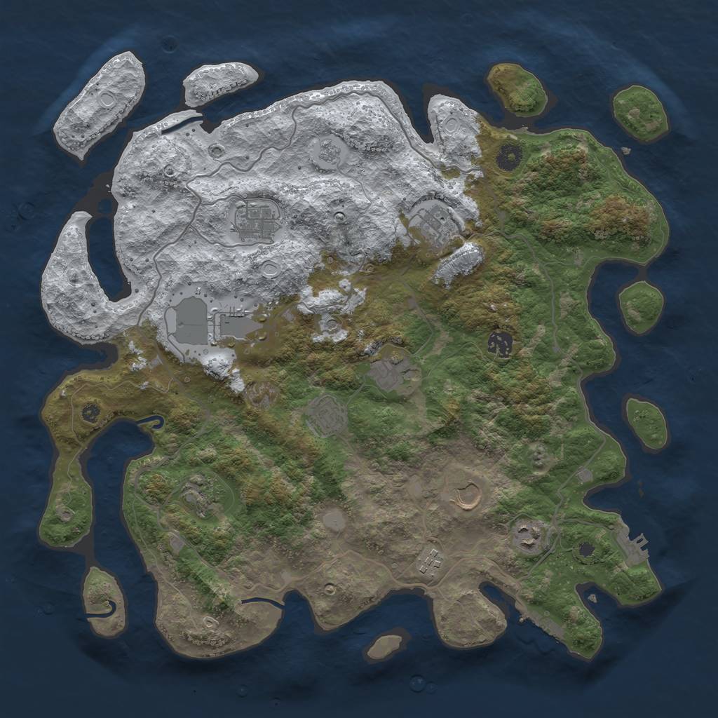 Rust Map: Procedural Map, Size: 4050, Seed: 1943718944, 19 Monuments