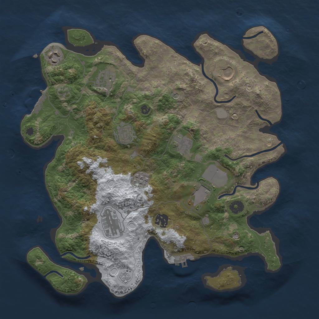 Rust Map: Procedural Map, Size: 3500, Seed: 96137937, 18 Monuments
