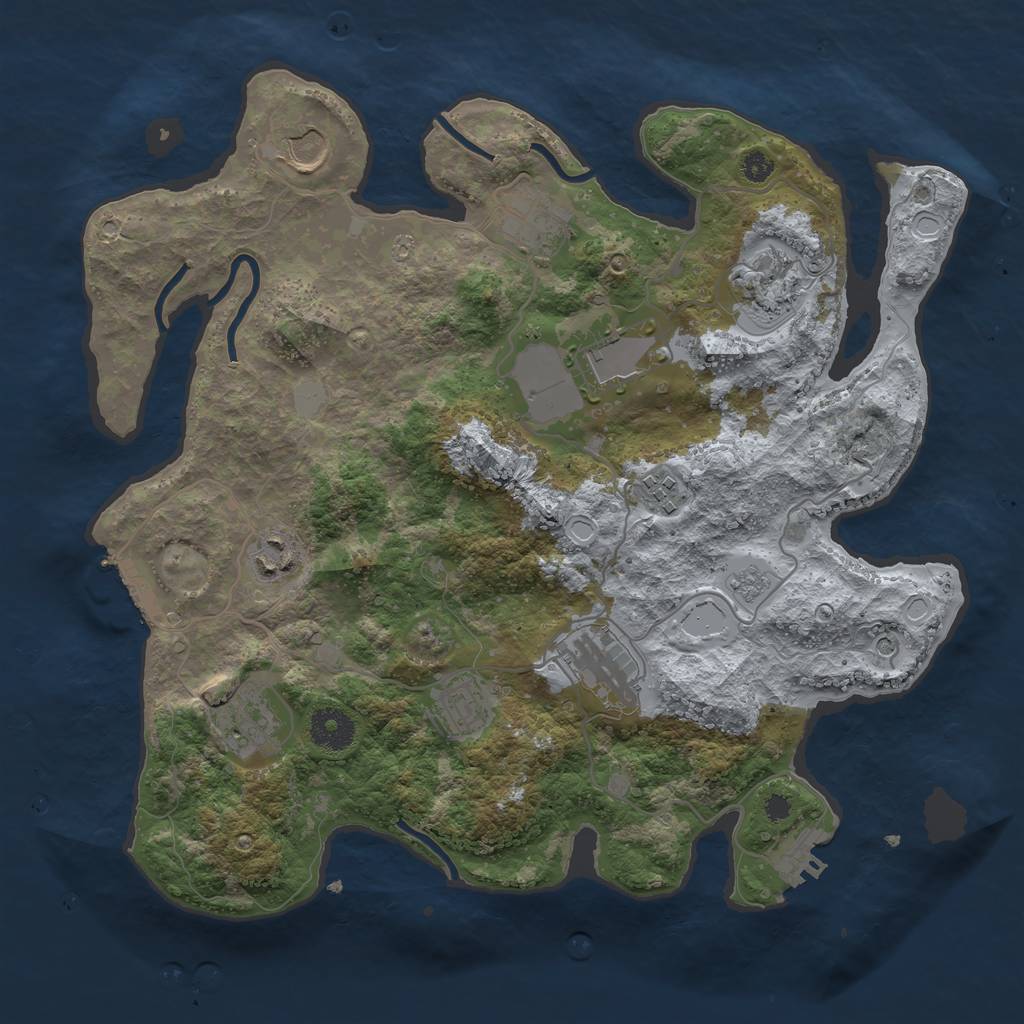 Rust Map: Procedural Map, Size: 3500, Seed: 2521946, 16 Monuments