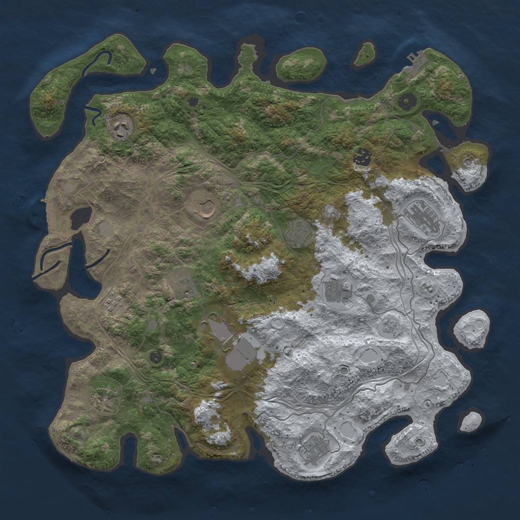 Rust Map: Procedural Map, Size: 4300, Seed: 2020, 20 Monuments