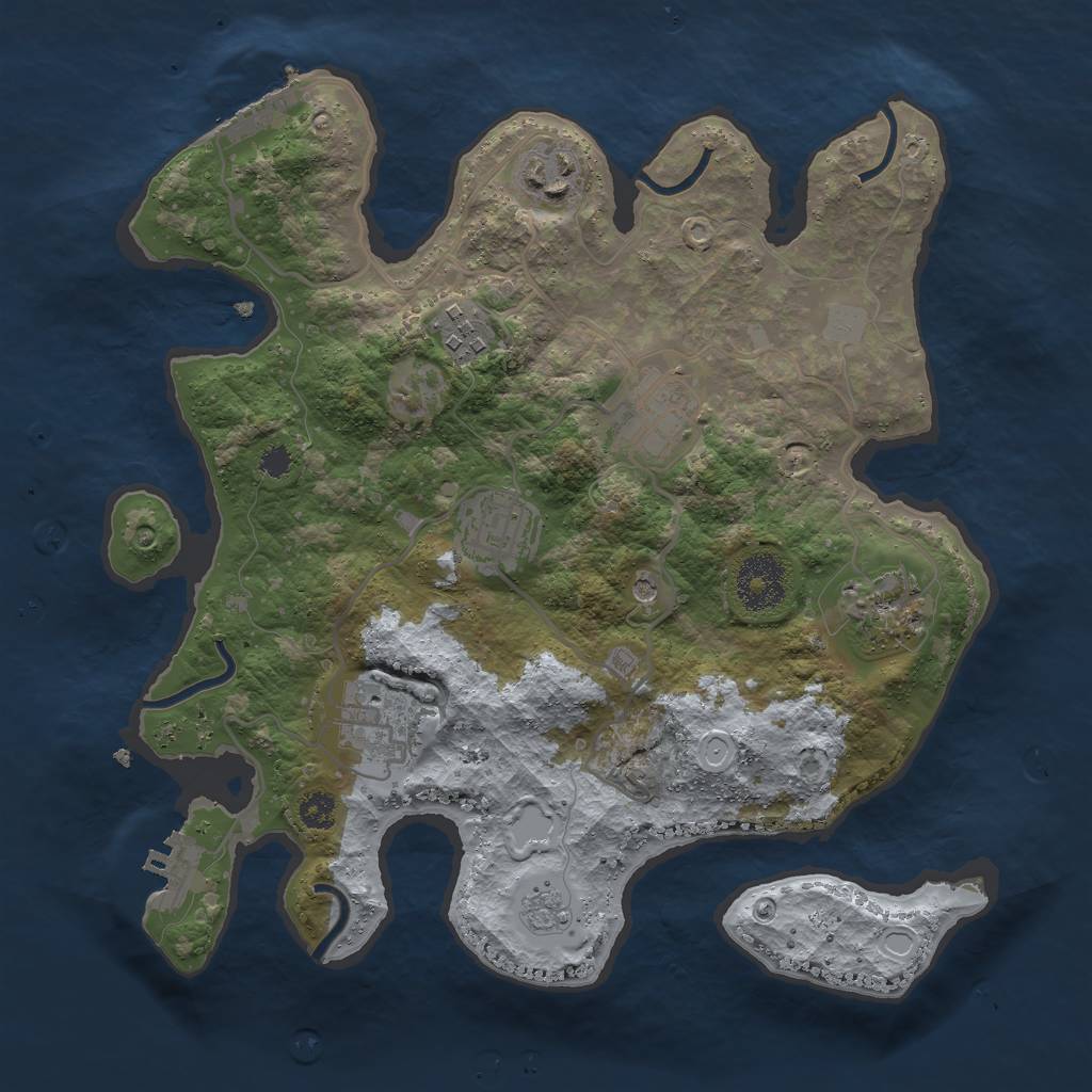 Rust Map: Procedural Map, Size: 3000, Seed: 1236350714, 15 Monuments