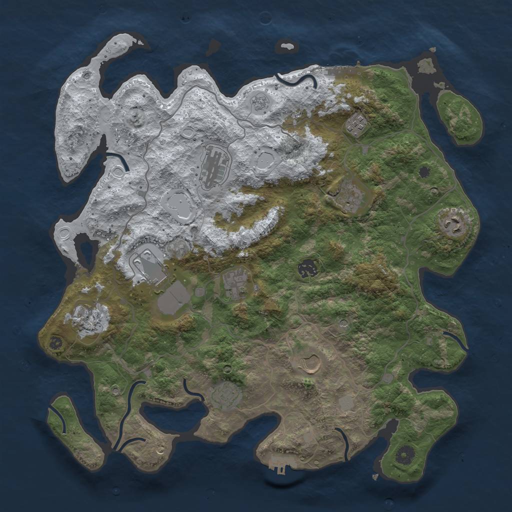 Rust Map: Procedural Map, Size: 4000, Seed: 456456, 19 Monuments