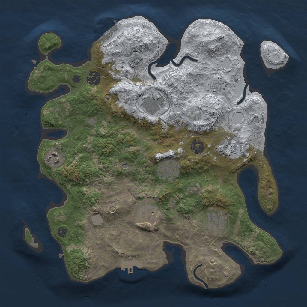 Rust Map: Procedural Map, Size: 3250, Seed: 3222586, 17 Monuments