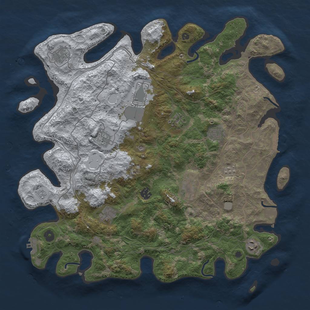 Rust Map: Procedural Map, Size: 4250, Seed: 23308, 19 Monuments