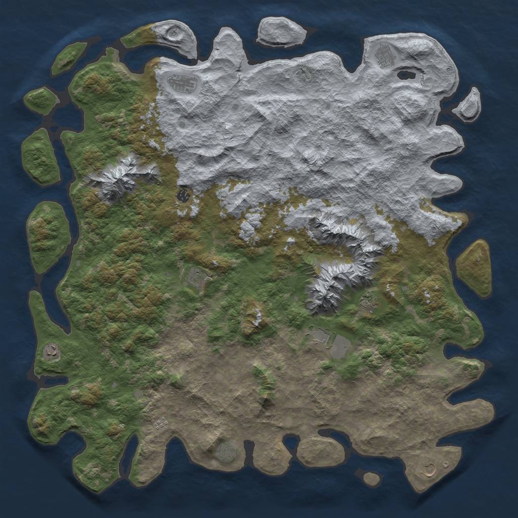 Rust Map: Barren, Size: 6000, Seed: 6597, 13 Monuments