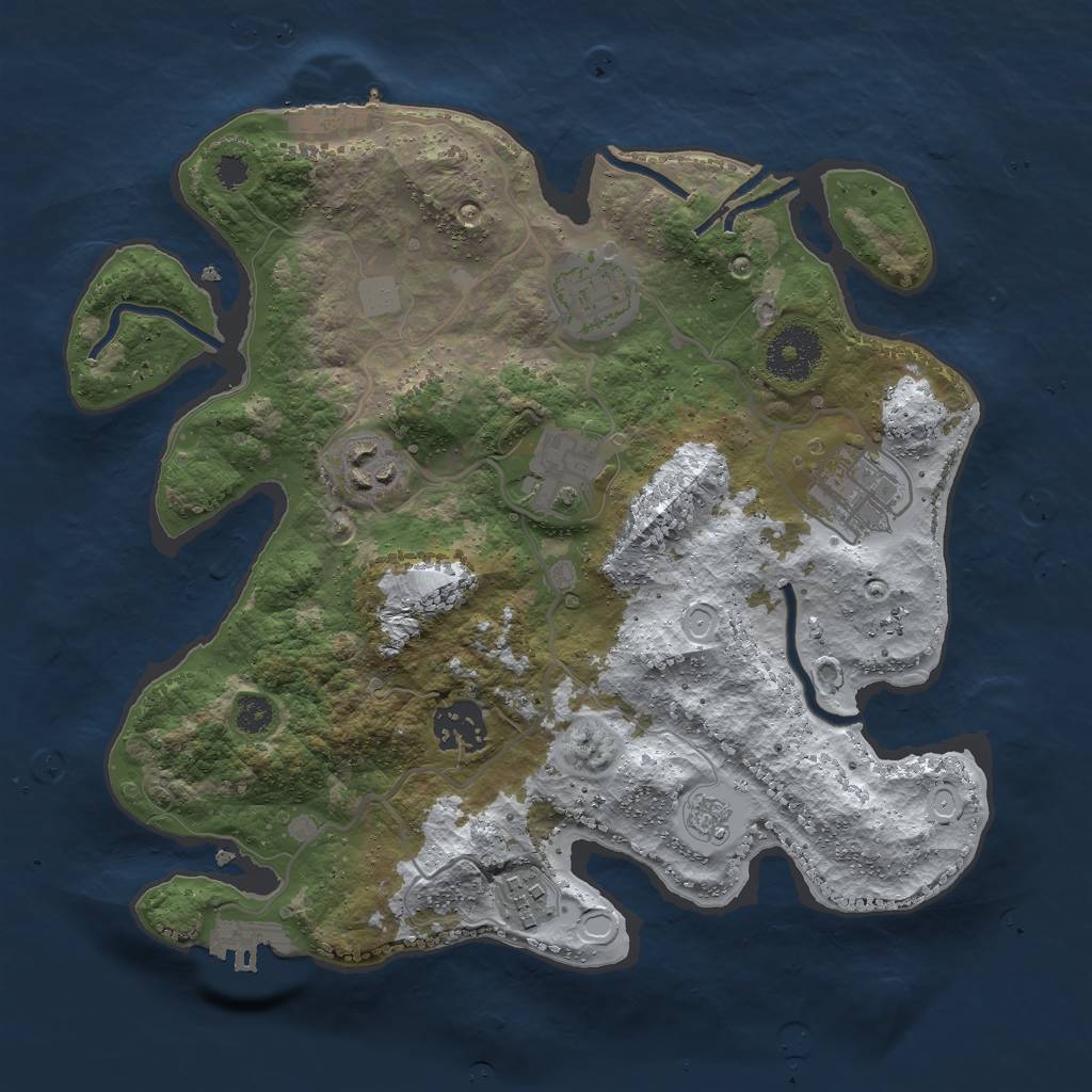 Rust Map: Procedural Map, Size: 3000, Seed: 1684841321, 14 Monuments