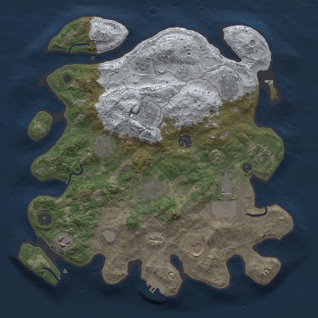 Rust Map: Procedural Map, Size: 3500, Seed: 8762, 18 Monuments