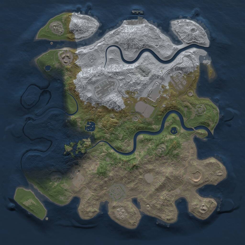 Rust Map: Procedural Map, Size: 3500, Seed: 8762, 14 Monuments