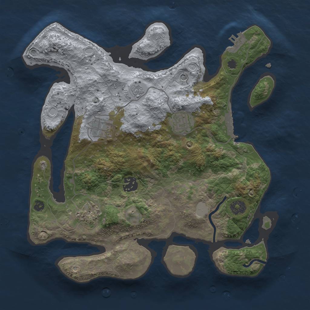 Rust Map: Procedural Map, Size: 3000, Seed: 881838685, 13 Monuments