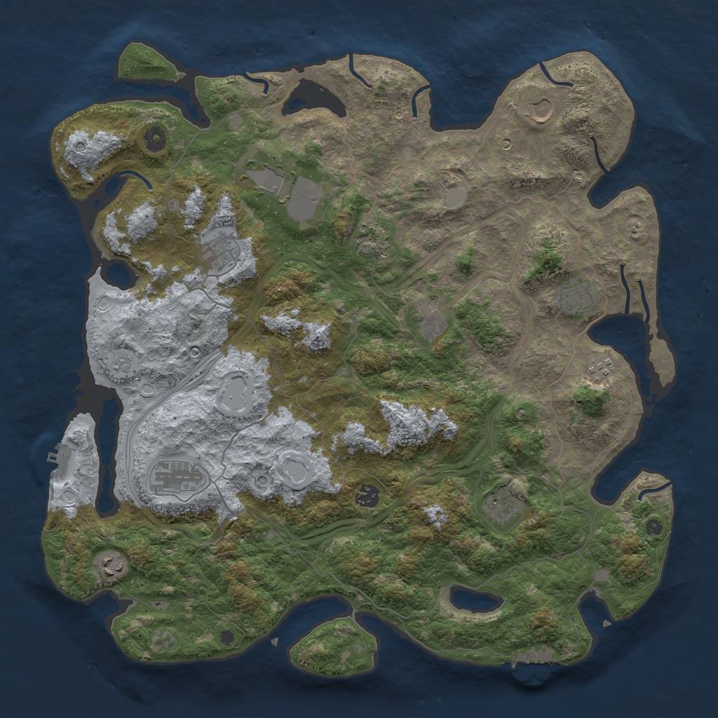 Rust Map: Procedural Map, Size: 4500, Seed: 1365280, 20 Monuments