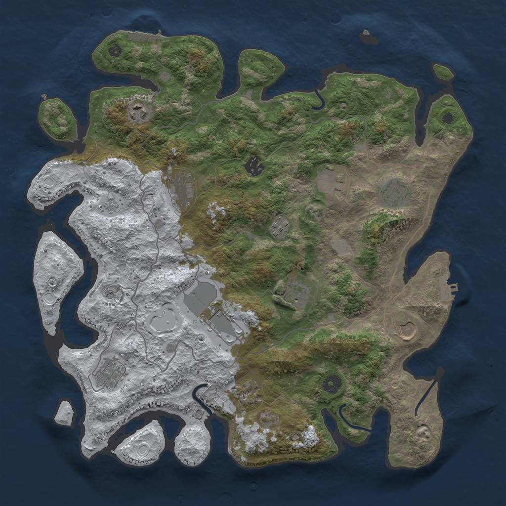 Rust Map: Procedural Map, Size: 4000, Seed: 39951775, 20 Monuments