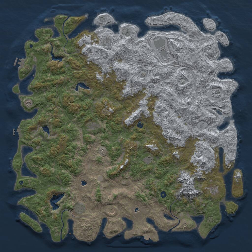Rust Map: Procedural Map, Size: 6000, Seed: 311344, 17 Monuments