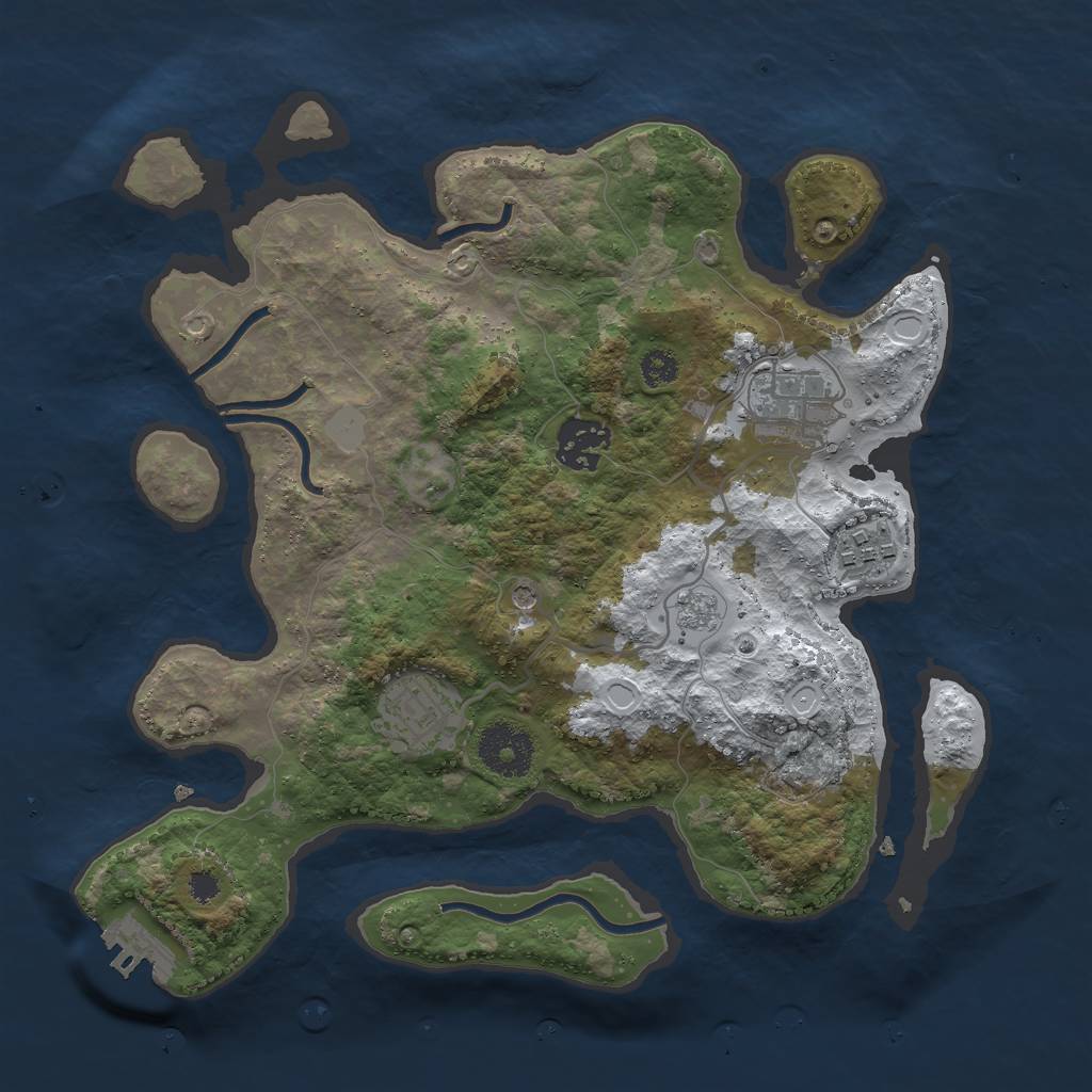 Rust Map: Procedural Map, Size: 3000, Seed: 535334, 12 Monuments