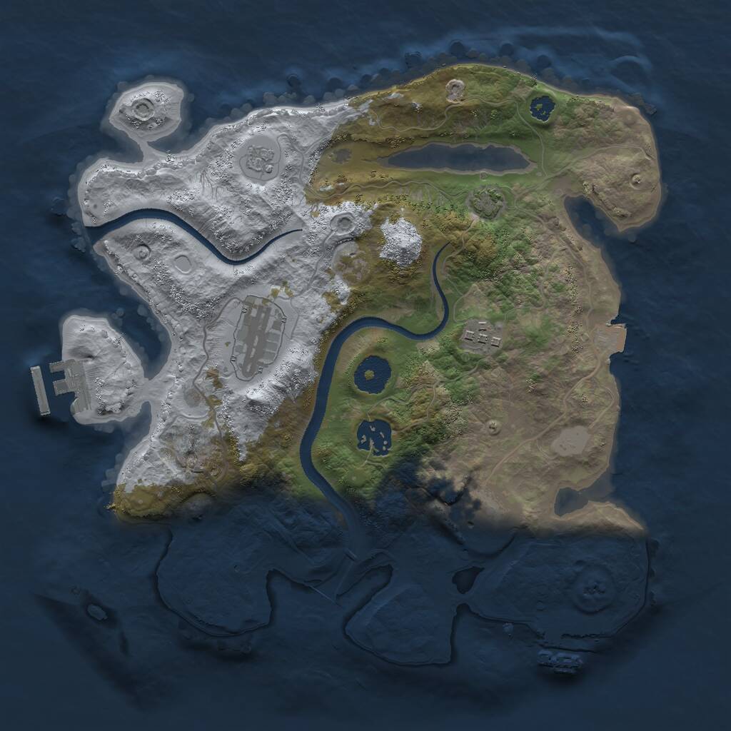 Rust Map: Procedural Map, Size: 3000, Seed: 92761, 9 Monuments